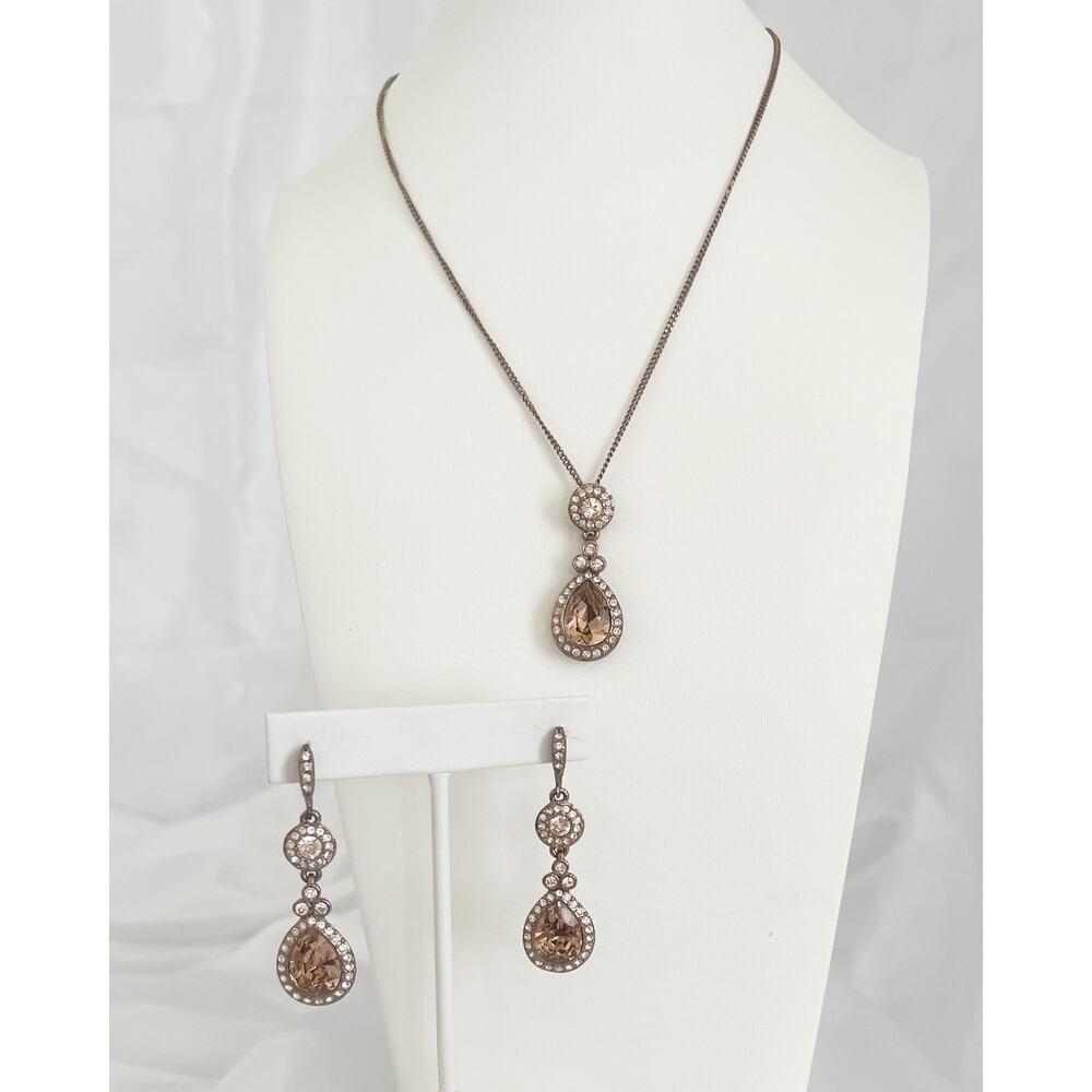 GIVENCHY Vintage Rose Gold Crystal Necklace and Earring Set
